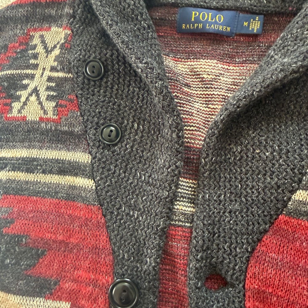 Ralph Lauren Red and Cream Aztec Cardigan Size M - Picture 14 of 14